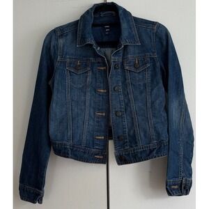 GAP Womens Denim‎ Jacket Medium Wash Classic Trucker Style Size XS